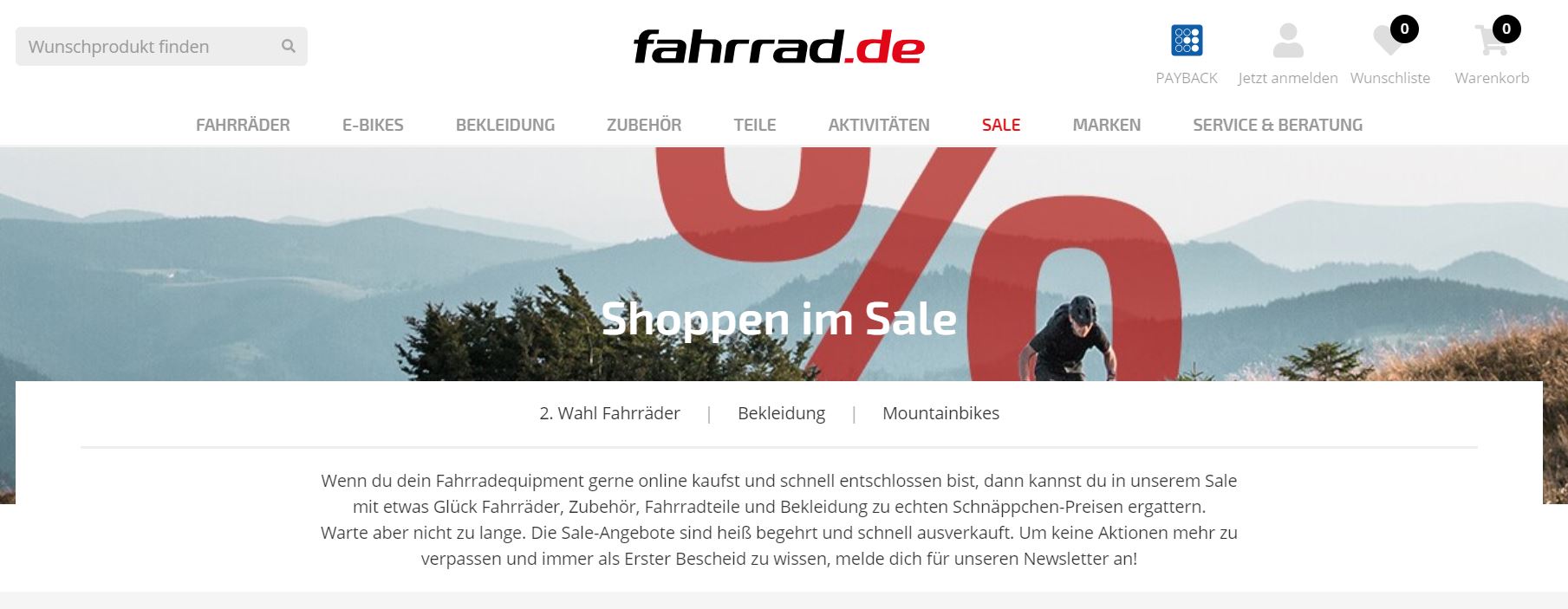 Fahrrad.de SALE: bis zu 75% sparen